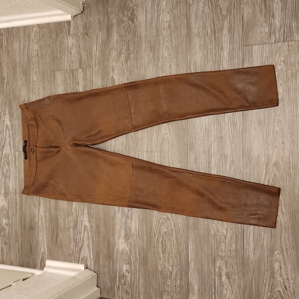 Zara Woman Brown Faux Leather Pants Size Medium